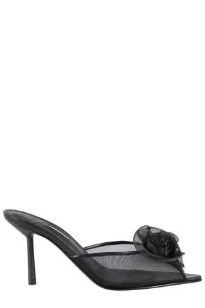 Pointed Toe Sandals With 3D Floral Appliqu