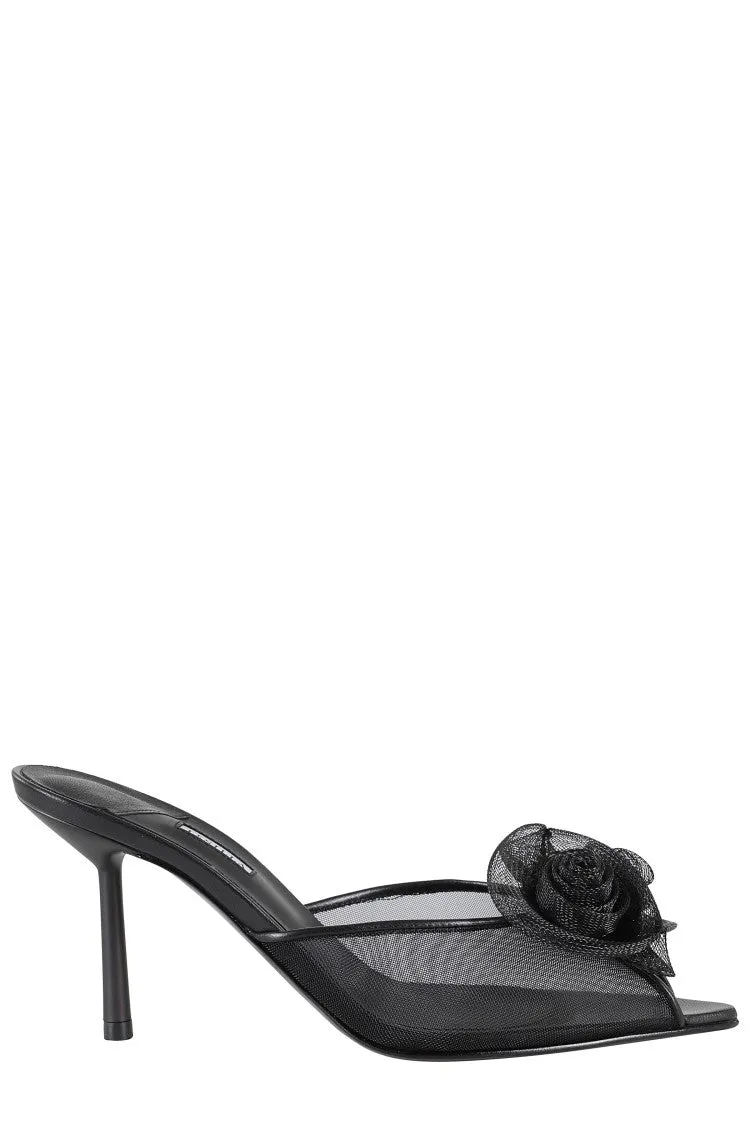Pointed Toe Sandals With 3D Floral Appliqu