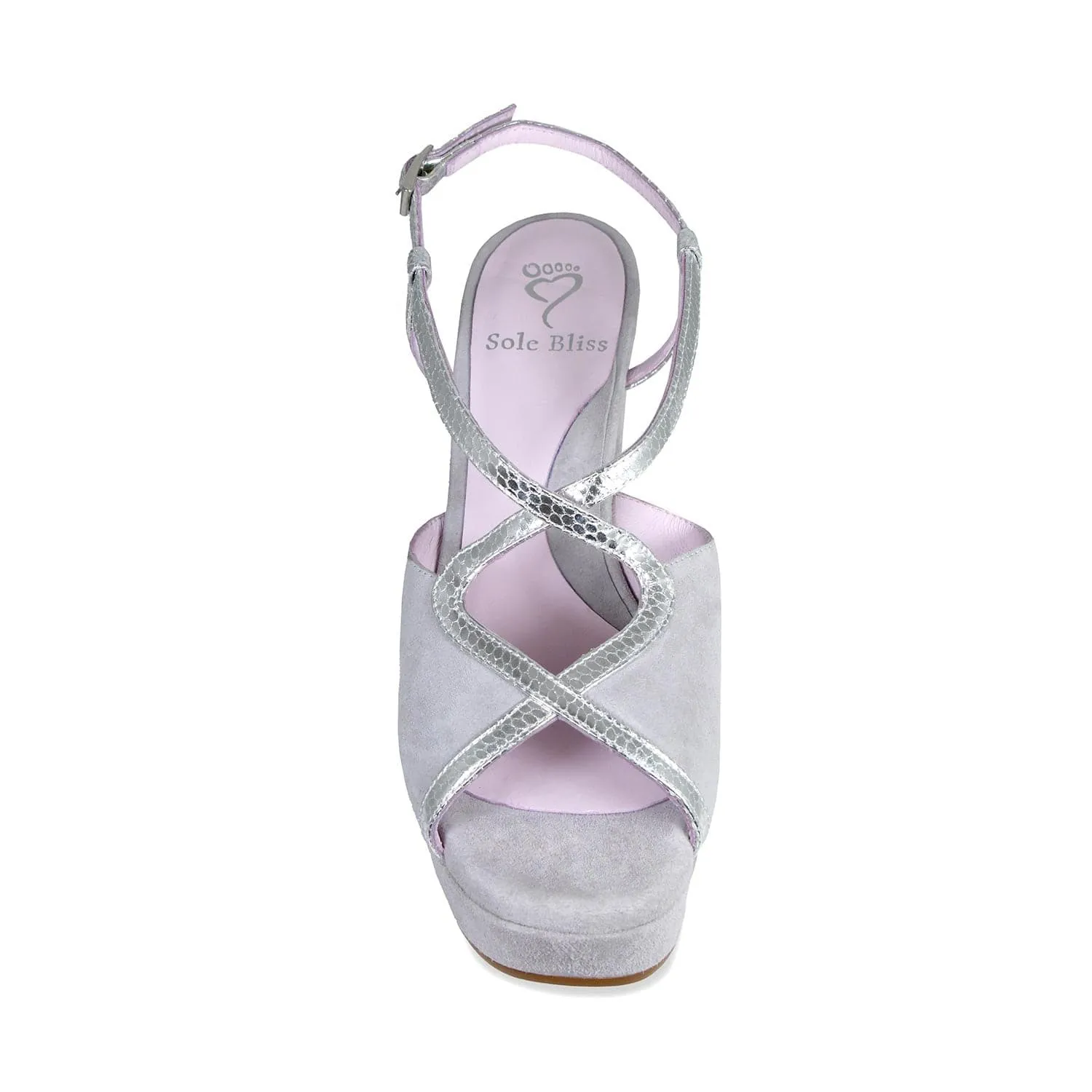 Rachel: Pale Gray Suede & Silver Snake