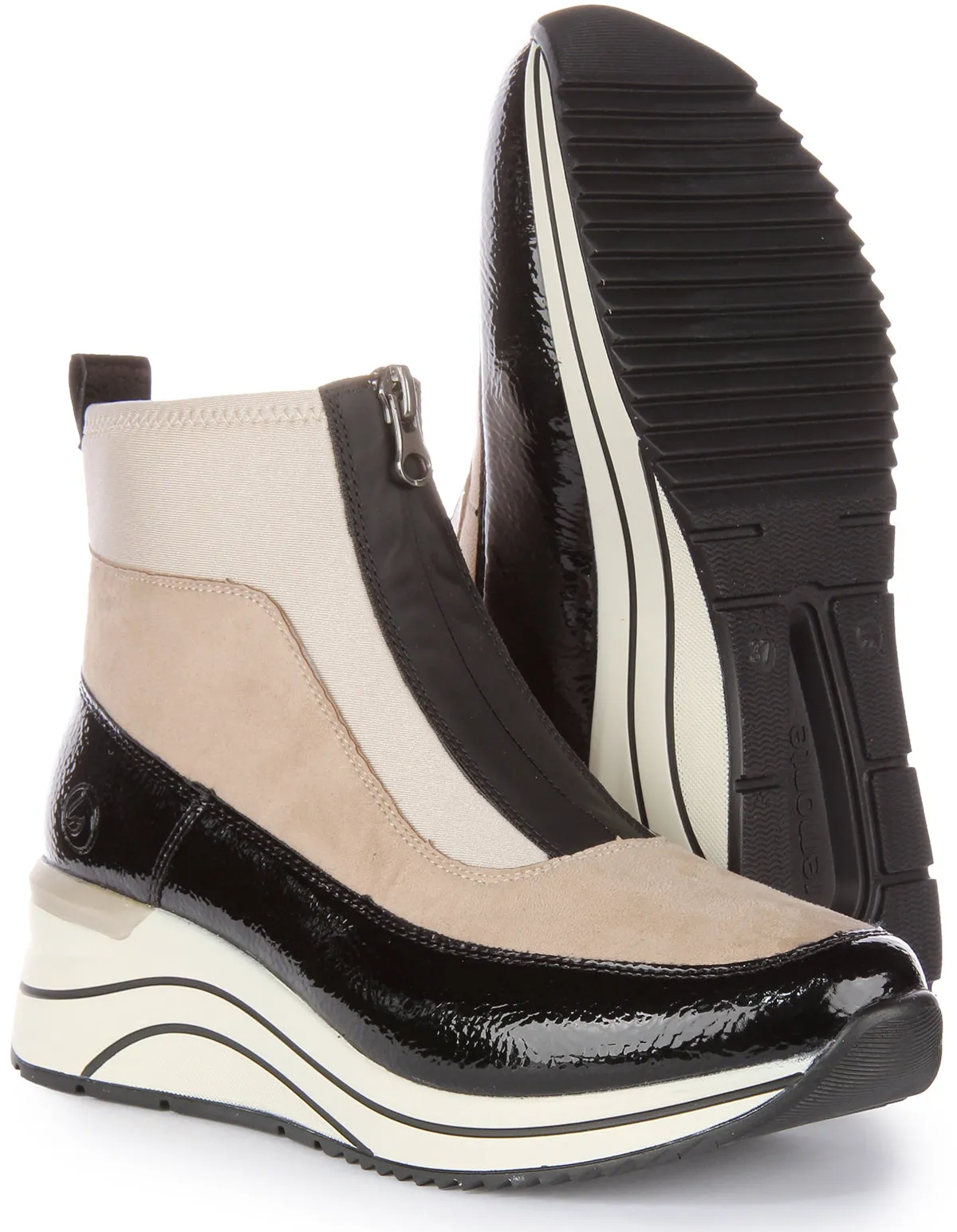 Remonte Dot71-60 Font Zip Boot In Beige For Women