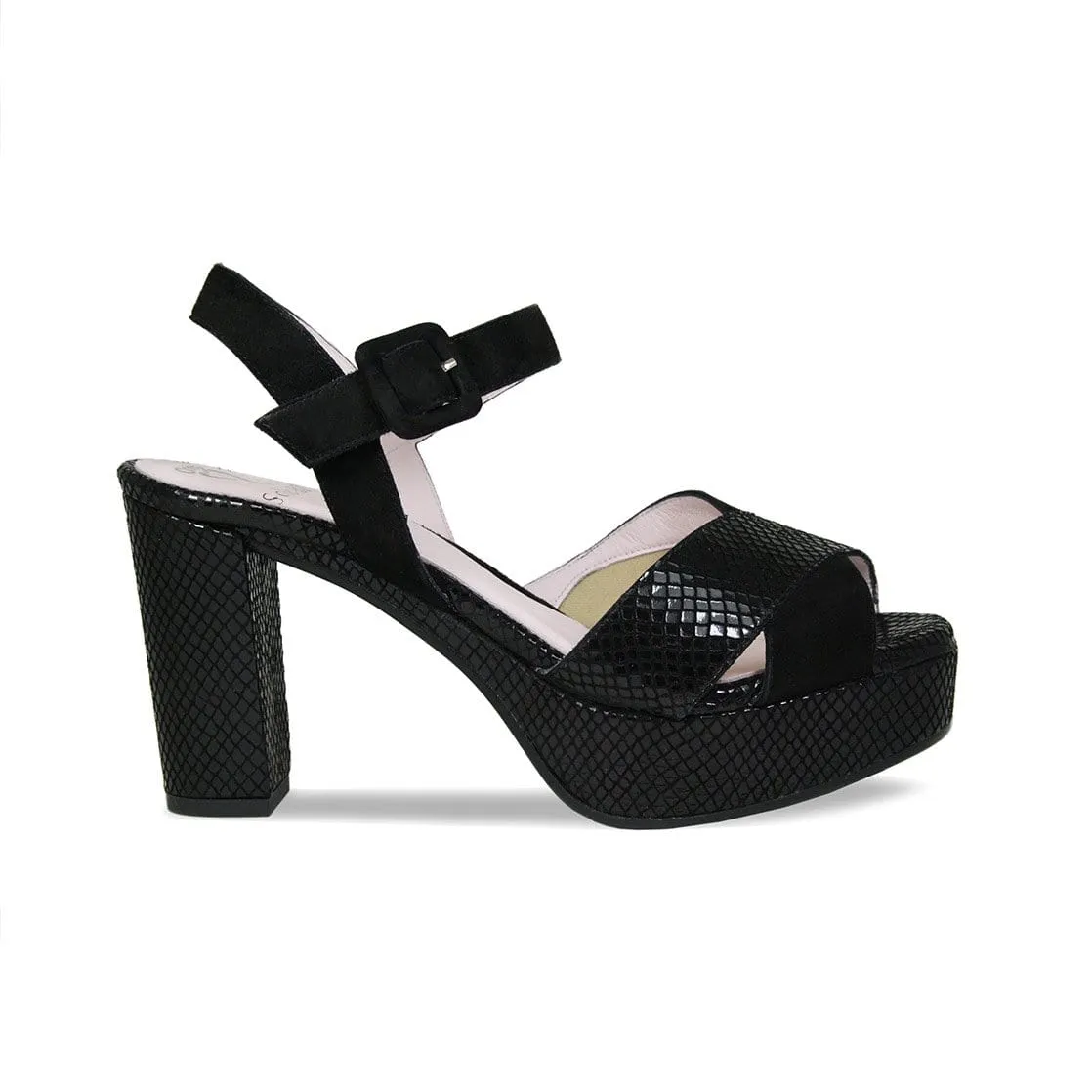 Ruby: Black Suede & Snake Print Leather