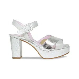 Ruby: Silver Suede & Snake Print Leather
