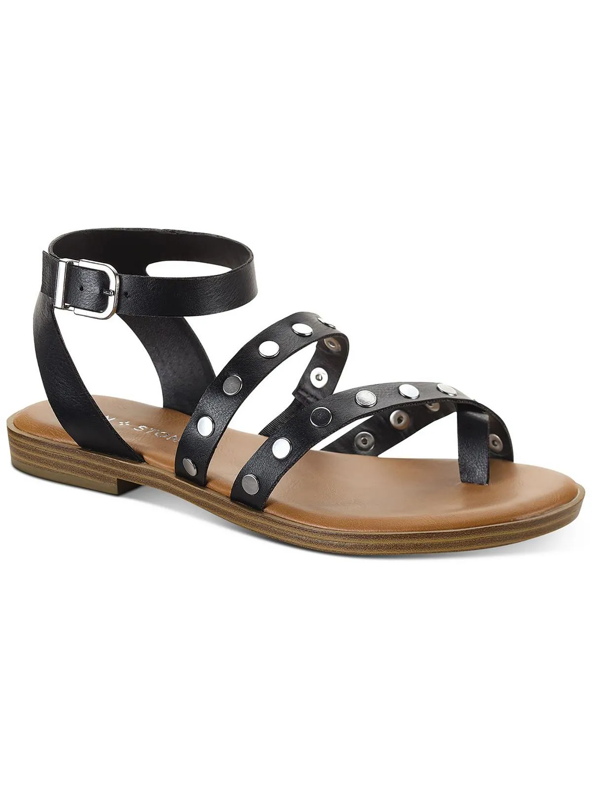 Studleyy Womens Faux Leather Thong Strappy Sandals