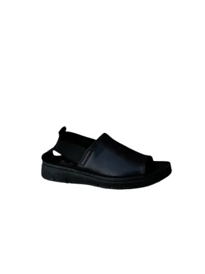 Tame Black Elastic Back Leather Sandal