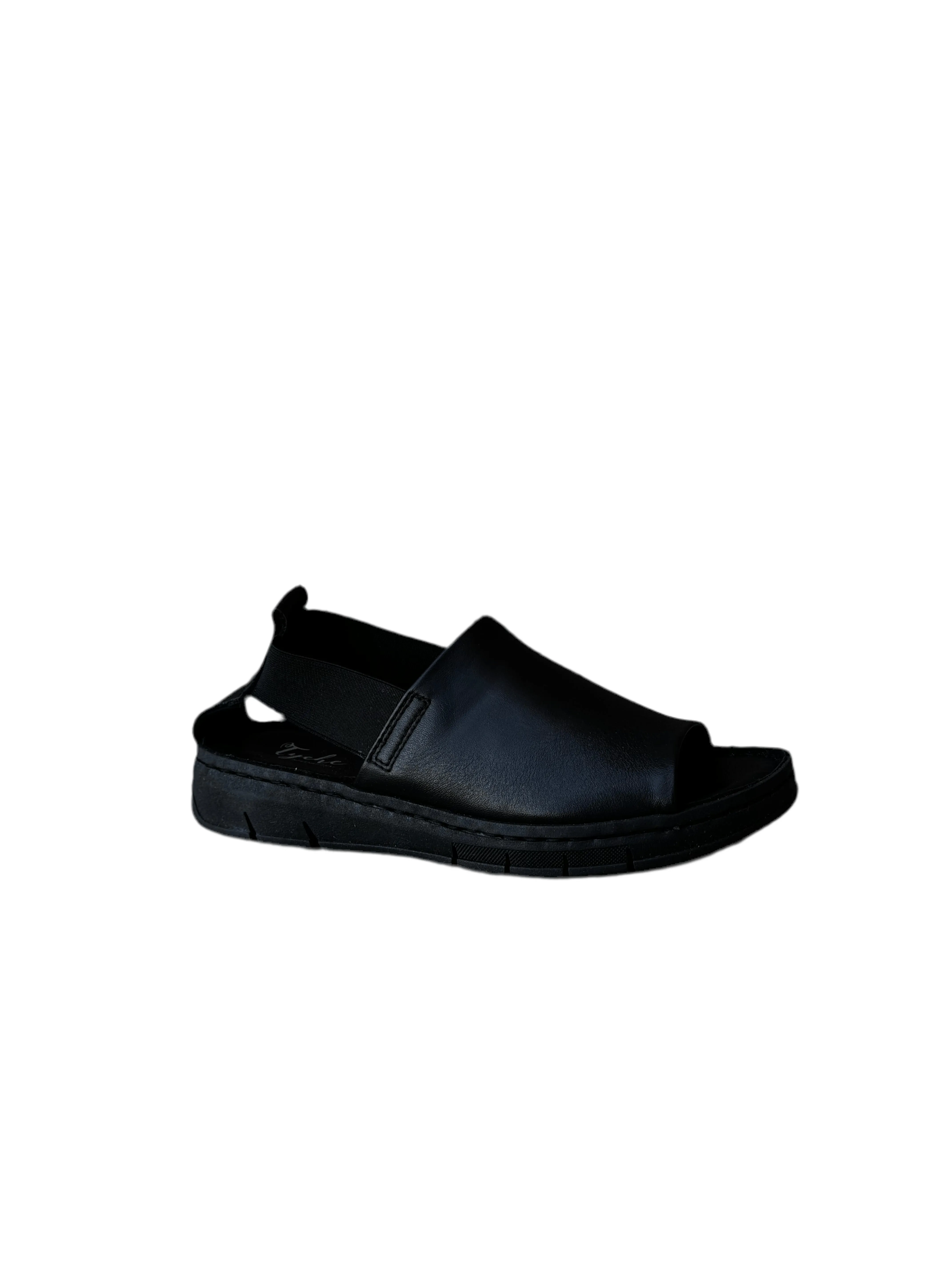Tame Black Elastic Back Leather Sandal