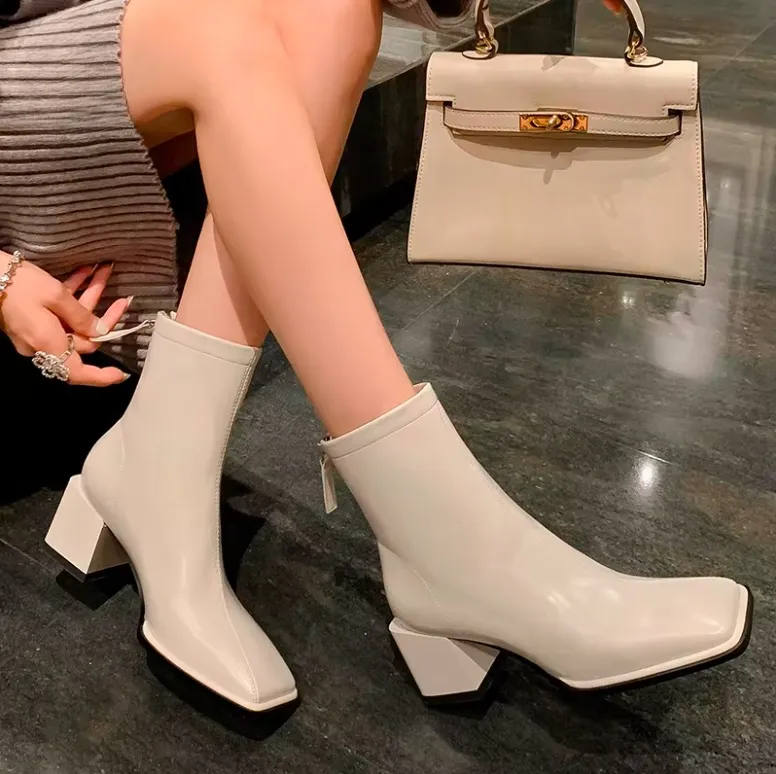 USS Shoes Betty Women's Ankle Square High Heels Boots
