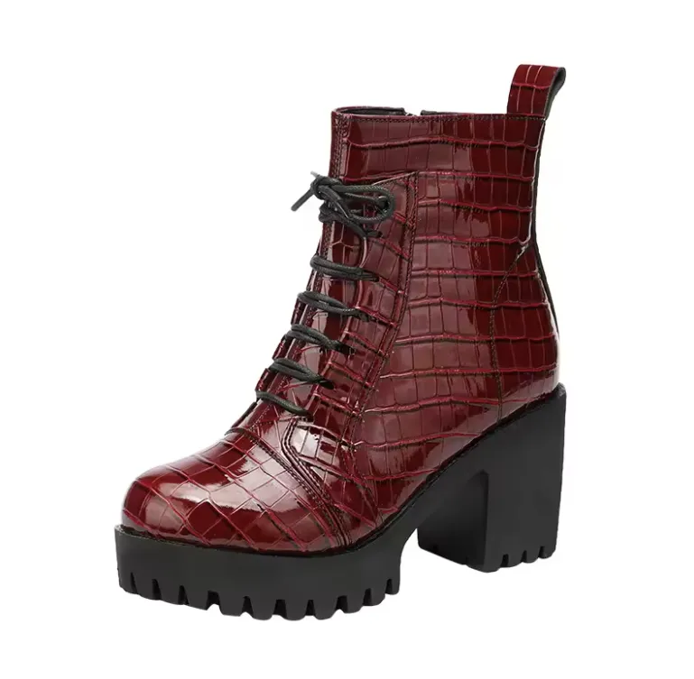 USS Shoes Elvys Women's Platform Patent Boots