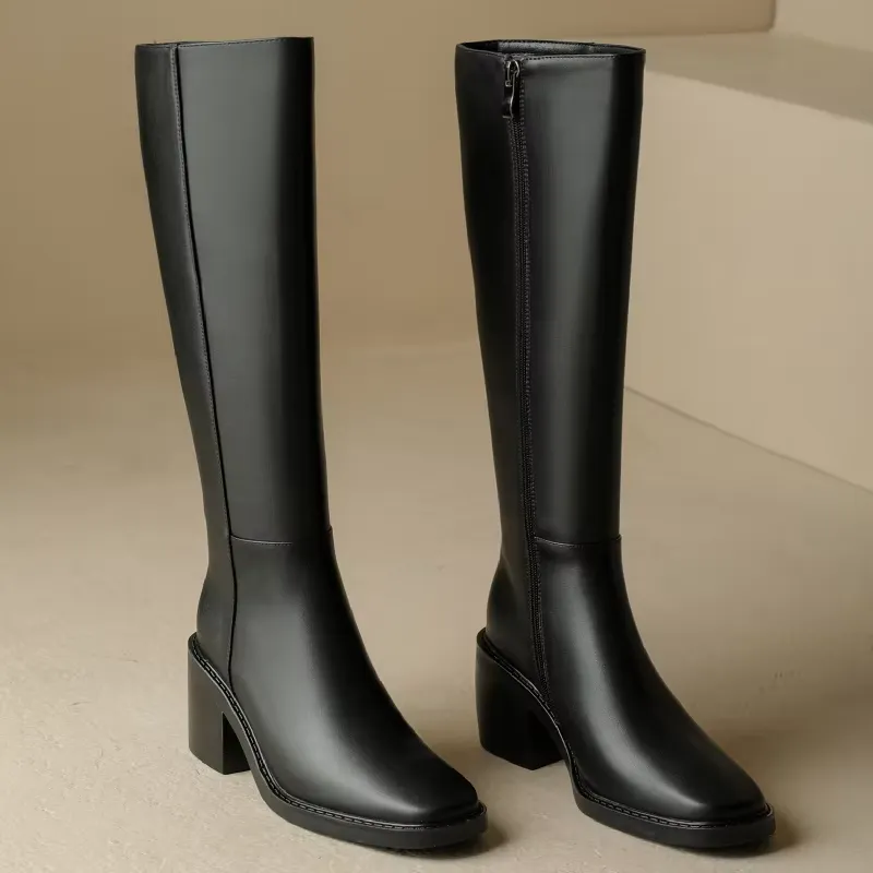 USS Shoes Malena Women's Leather Tall High Black Boots
