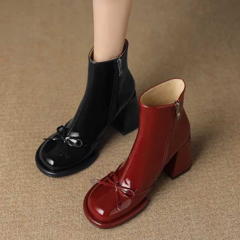 USS Shoes Marcella Women's Fashion Warm Square Heel Ankle Boots