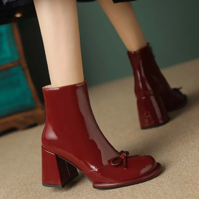 USS Shoes Marcella Women's Fashion Warm Square Heel Ankle Boots