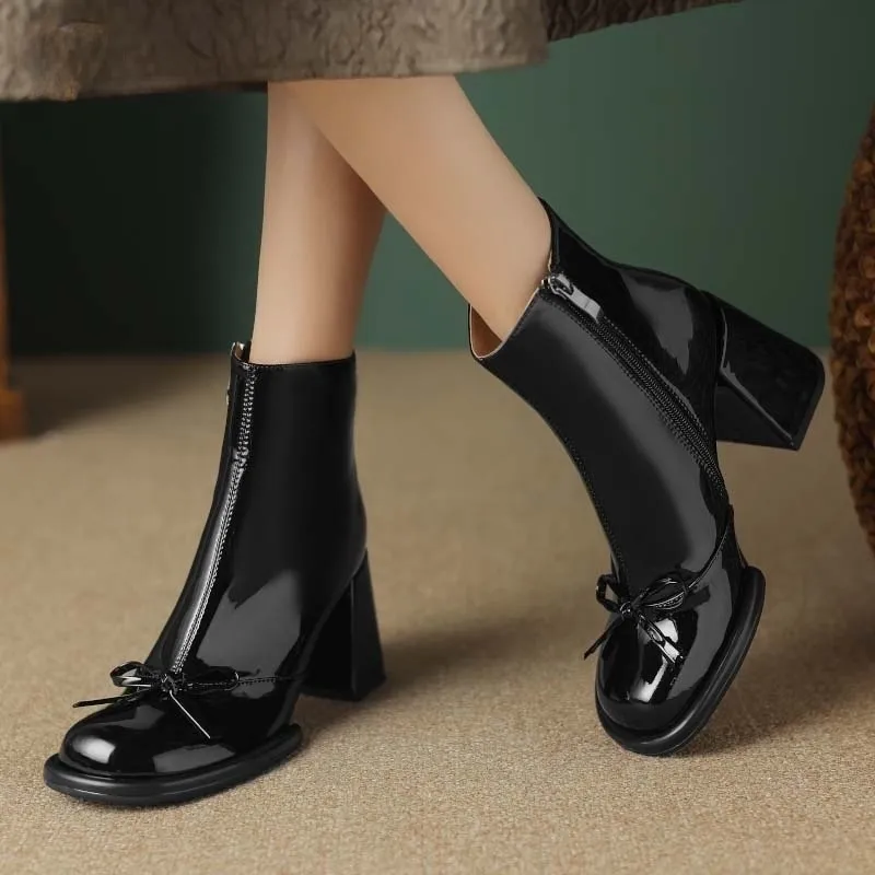 USS Shoes Marcella Women's Fashion Warm Square Heel Ankle Boots
