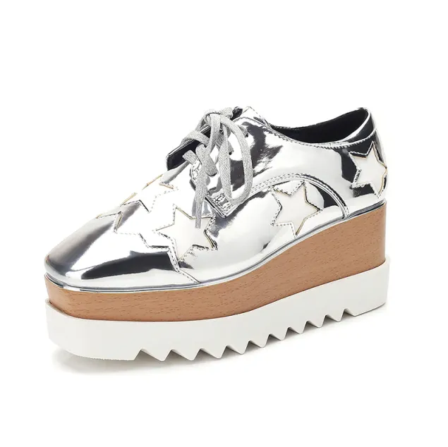 USS Shoes Merchan Women's Platform Patent Leather Black Shoes