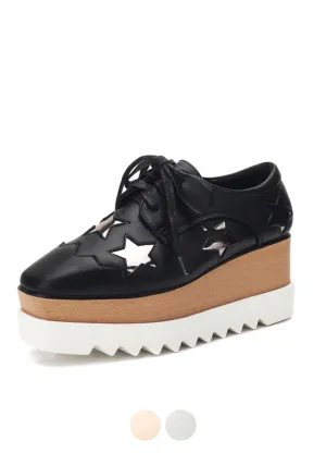 USS Shoes Merchan Women's Platform Patent Leather Black Shoes