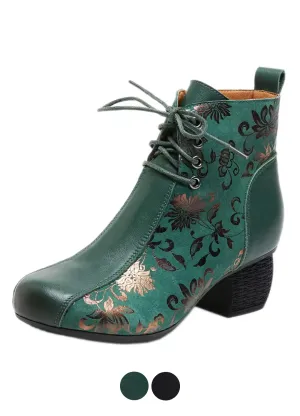 USS Shoes Oliva Women's Leather Printed Ankle Boots