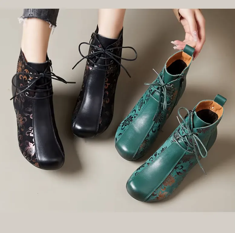 USS Shoes Oliva Women's Leather Printed Ankle Boots