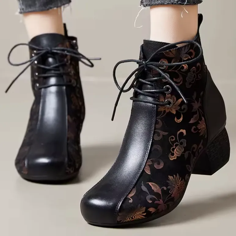 USS Shoes Oliva Women's Leather Printed Ankle Boots