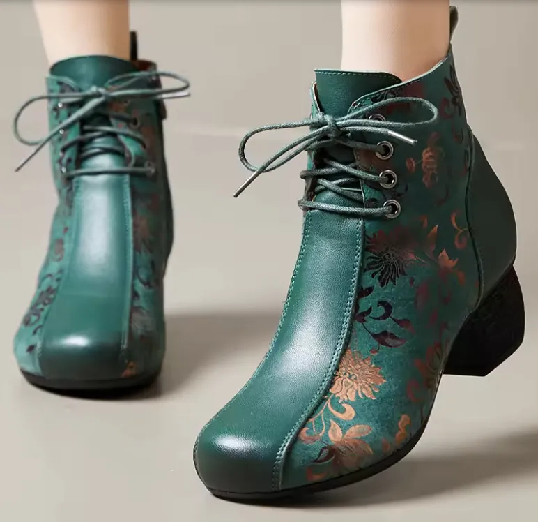USS Shoes Oliva Women's Leather Printed Ankle Boots