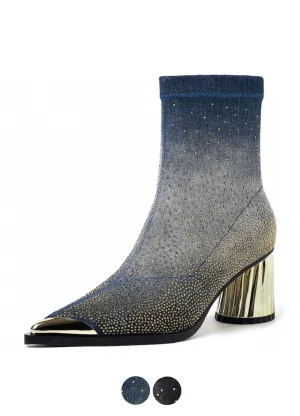 USS Shoes Showly Women's Luxury Rhinestones Pointy Toe Boots