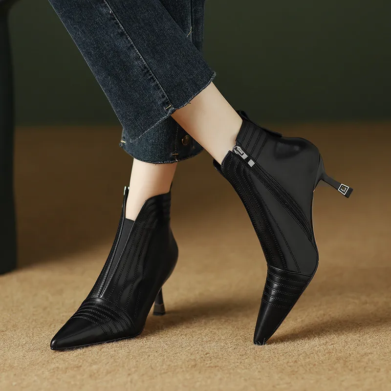 USS Shoes Silvestre Women's Pointed Toe Full Genuine Leather Ankle Boots