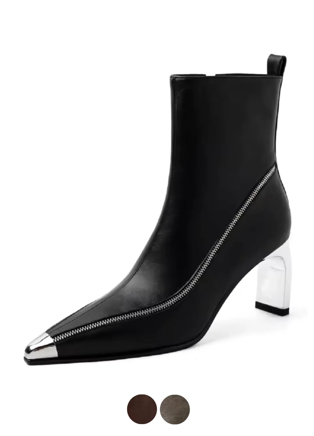 USS Shoes Sonia Leather Pointed Toe Zipper Ankle Boots