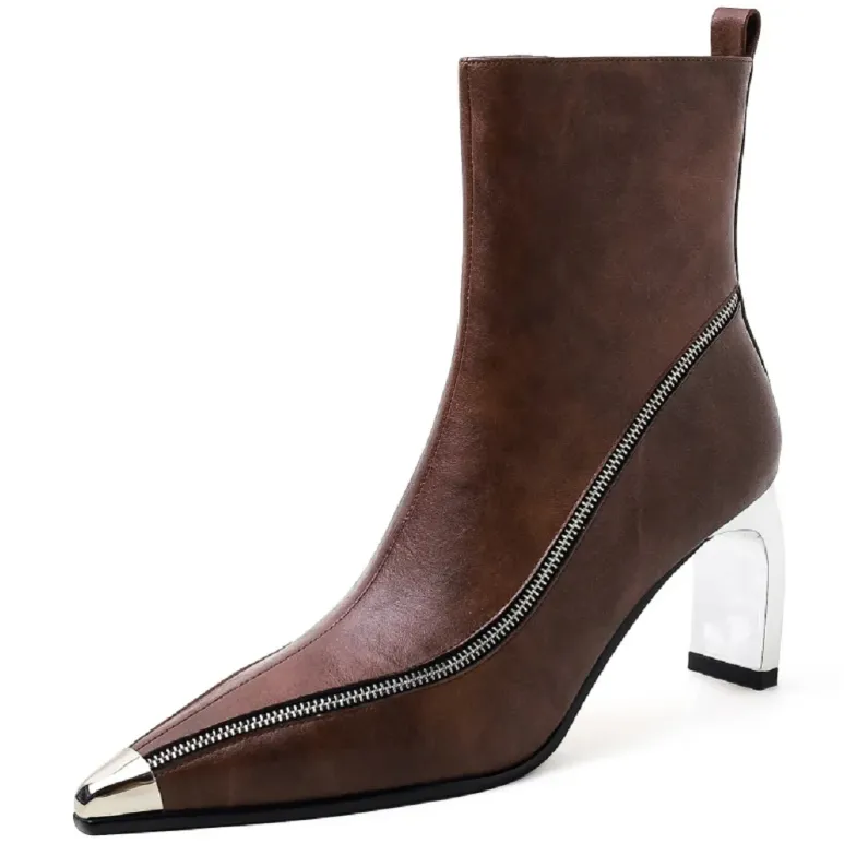 USS Shoes Sonia Leather Pointed Toe Zipper Ankle Boots