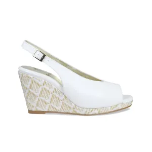Winnie: White Leather & Raffia