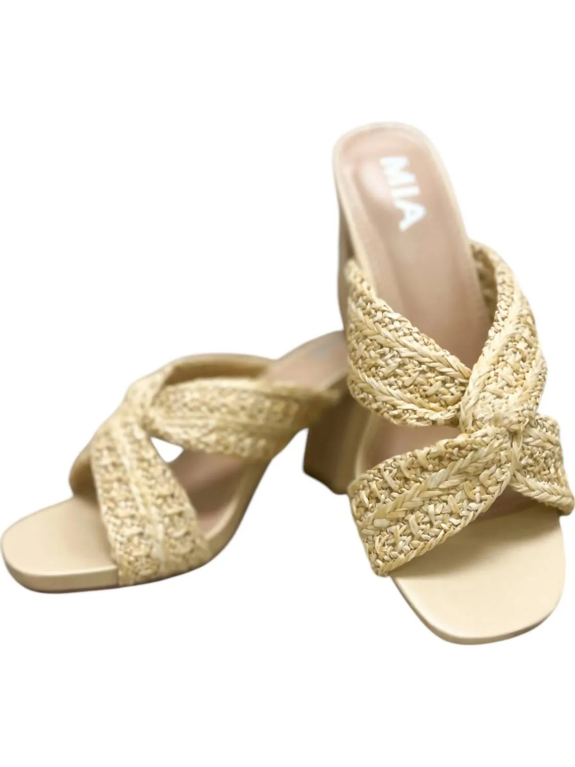 Women's Adrian Natural Raff Heel Sandal In Beige