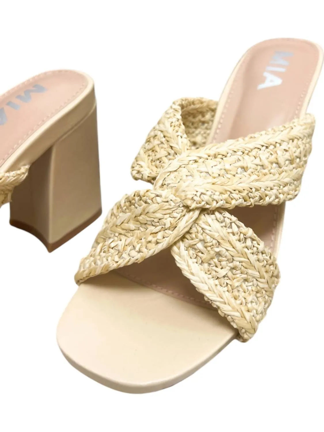 Women's Adrian Natural Raff Heel Sandal In Beige