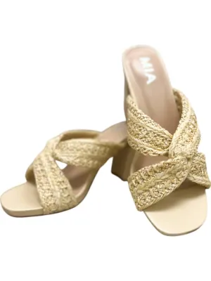 Women's Adrian Natural Raff Heel Sandal In Beige