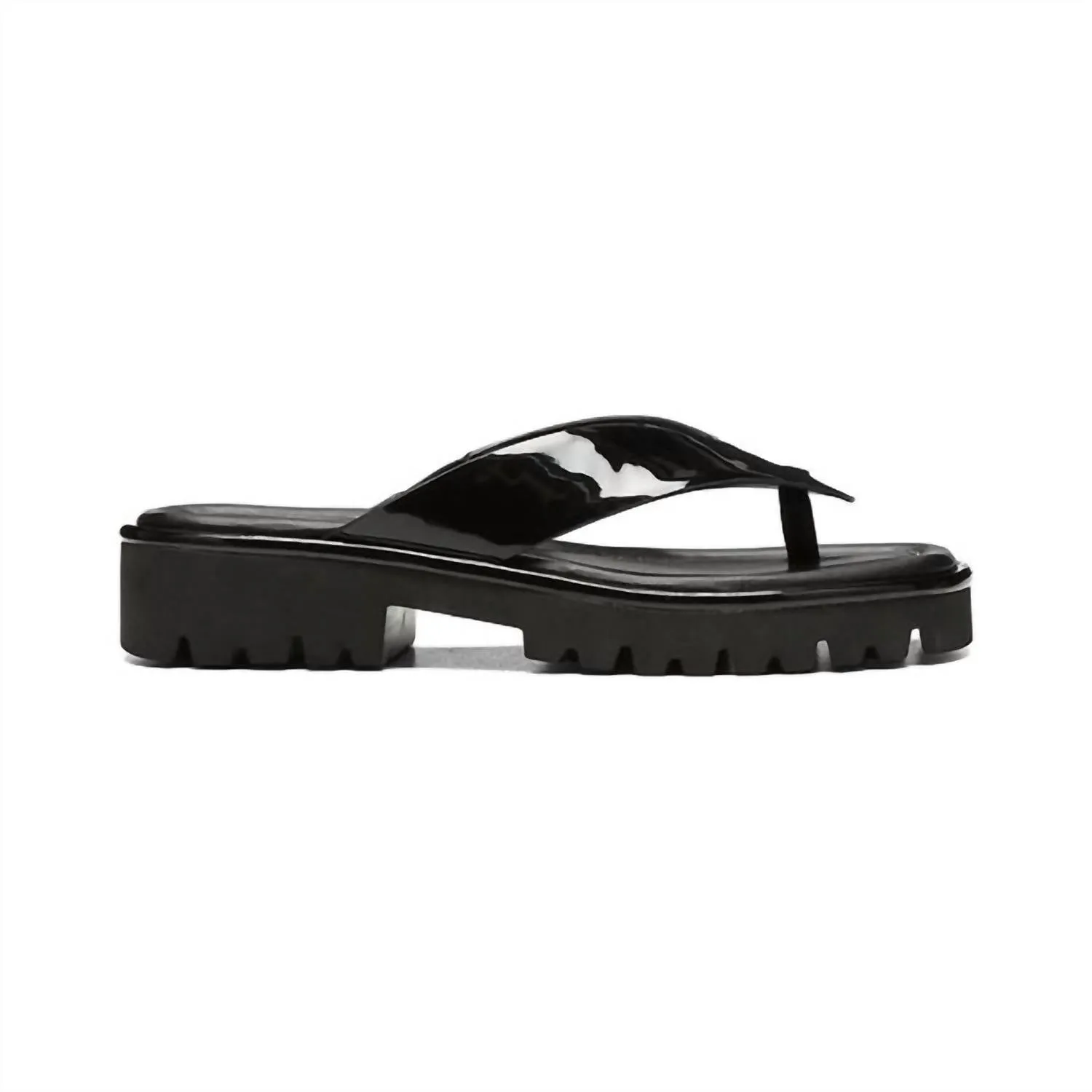 Women's Bloom Slip-On Leather Sandal In Soft Patent Black