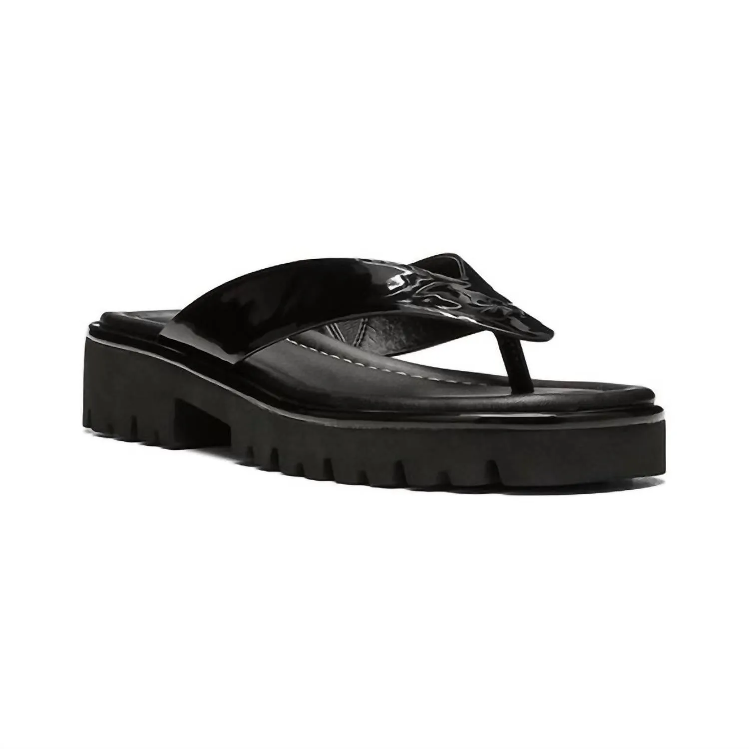 Women's Bloom Slip-On Leather Sandal In Soft Patent Black