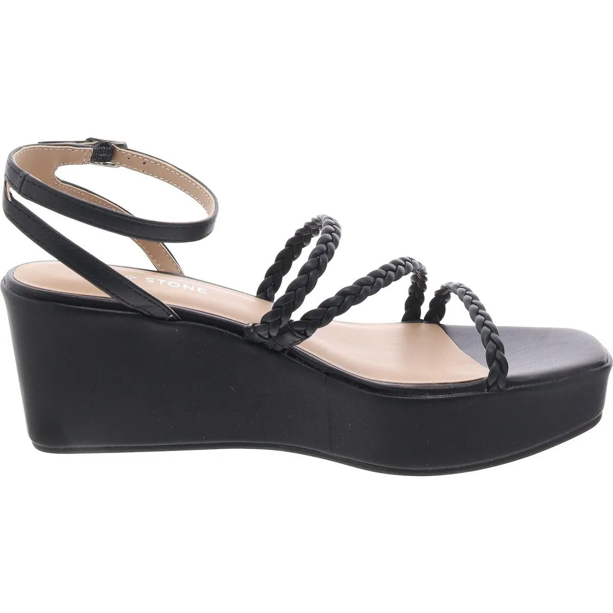 Womens Faux Leather Braided Ankle Strap