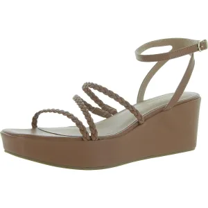 Womens Faux Leather Braided Ankle Strap