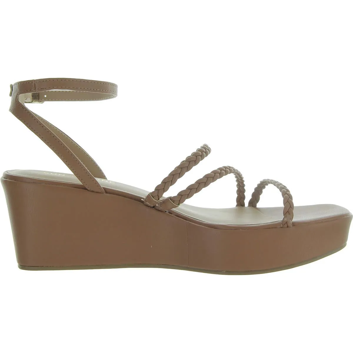 Womens Faux Leather Braided Ankle Strap