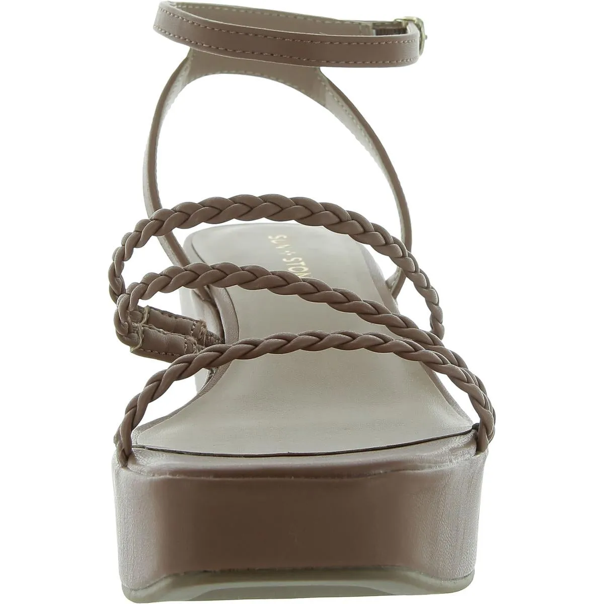 Womens Faux Leather Braided Ankle Strap
