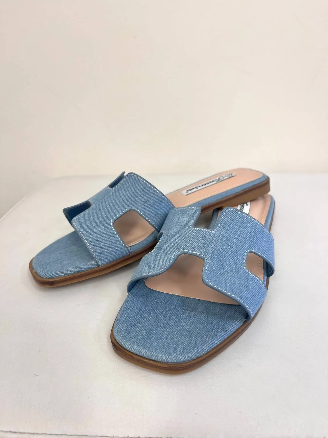 Women's Woven H-Shape Sandal In Blue Denim
