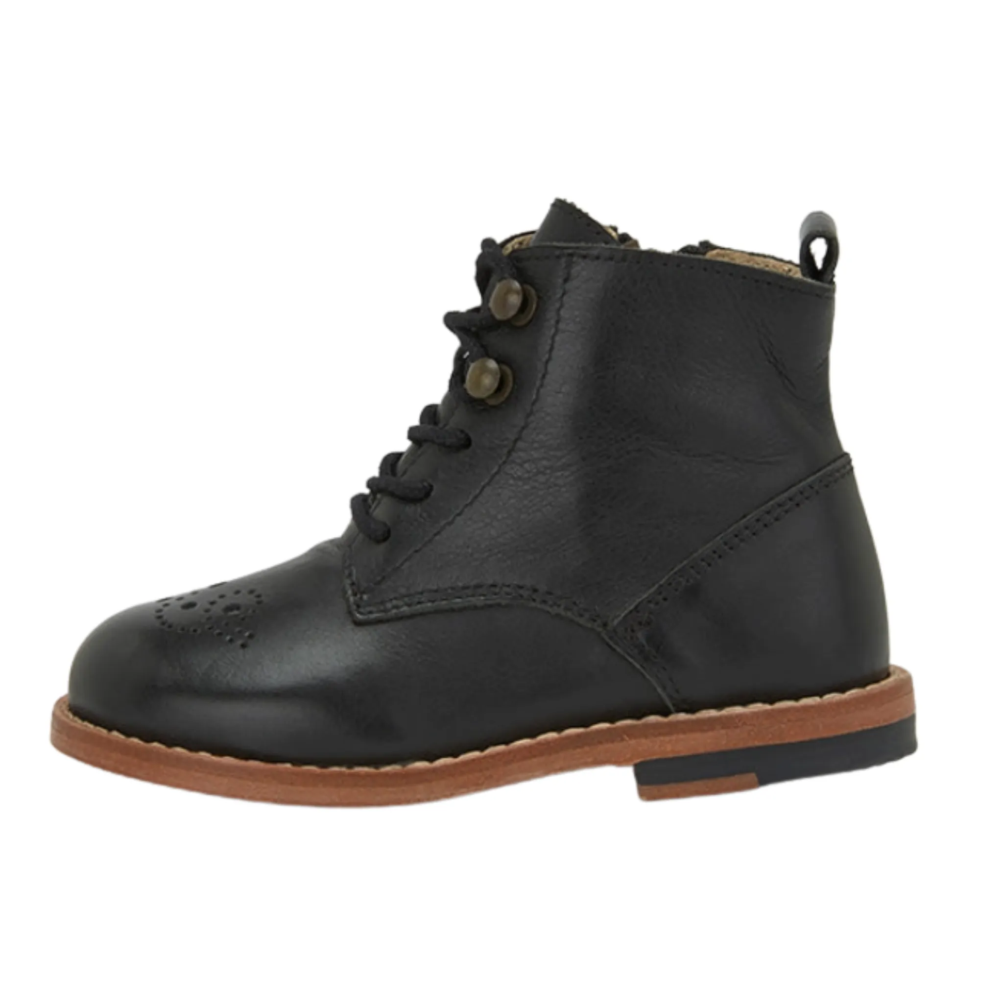 Young Soles Girl's Buster Brogue Leather Boot - Black