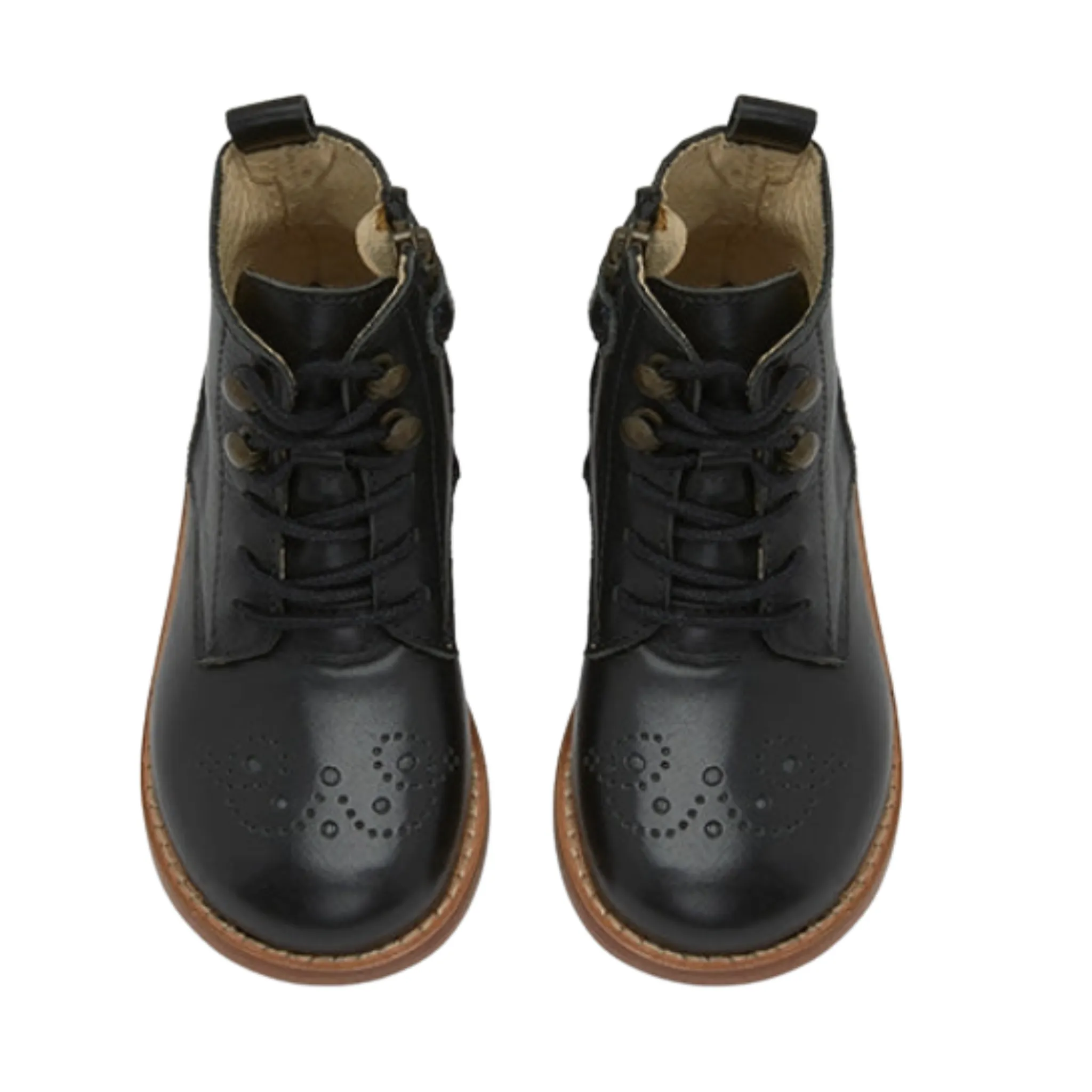 Young Soles Girl's Buster Brogue Leather Boot - Black